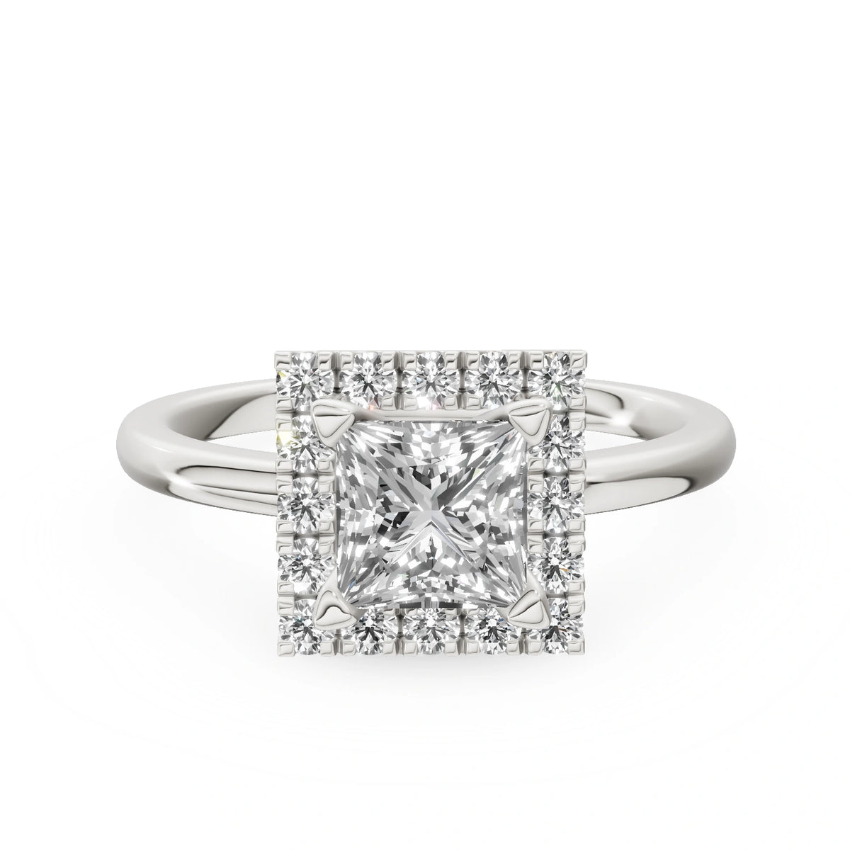 Gremari Seven Aura Verlobungsring aus Weißgold mit 1,00 ct Labordiamant – Princess