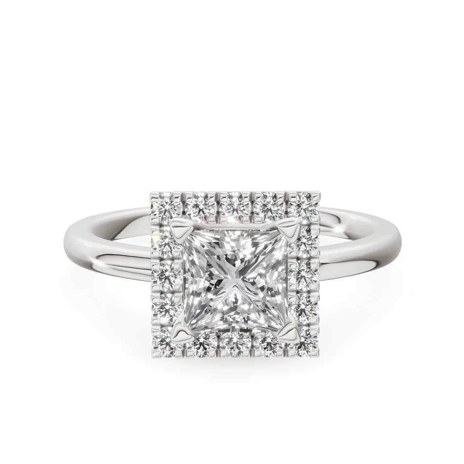 Gremari Seven Aura Verlobungsring aus Weißgold mit 1,00 ct Labordiamant – Princess