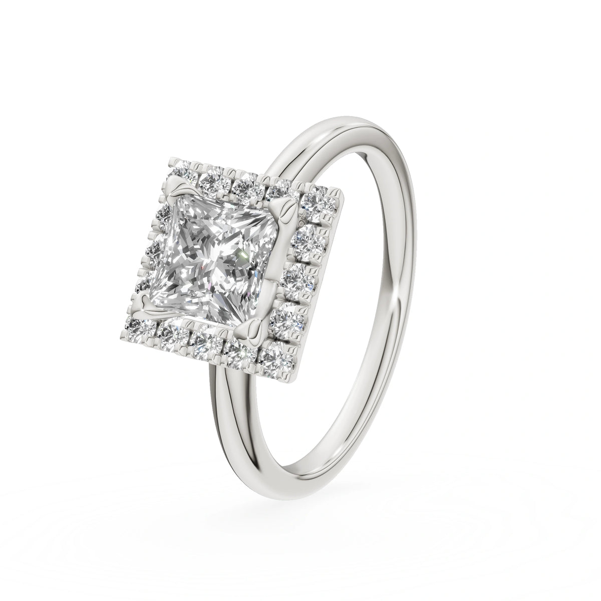 Gremari Seven Aura Verlobungsring aus Weißgold mit 1,00 ct Labordiamant – Princess