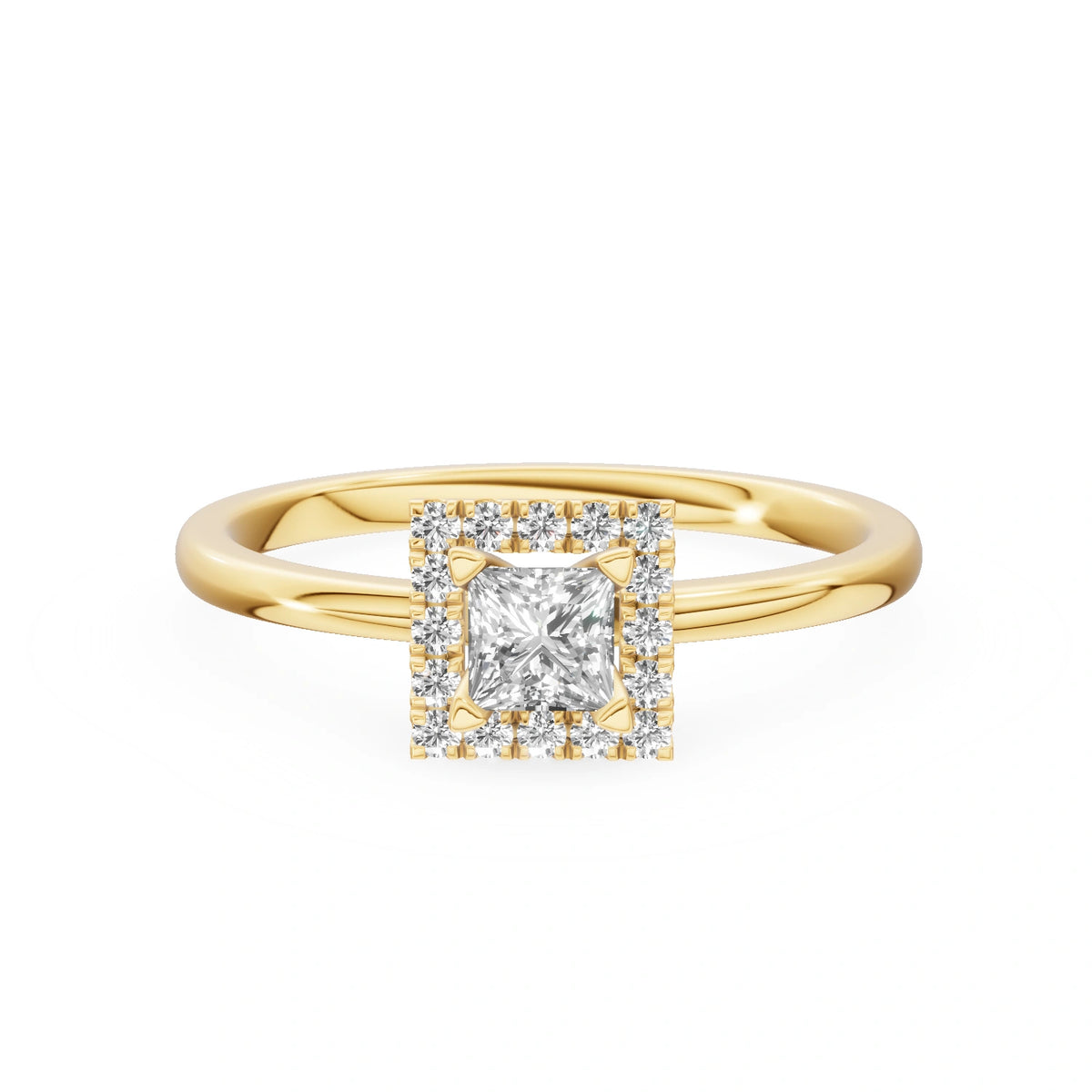 Gremari Seven Aura Verlobungsring aus Gelbgold mit 0,30 ct Labordiamant – Princess