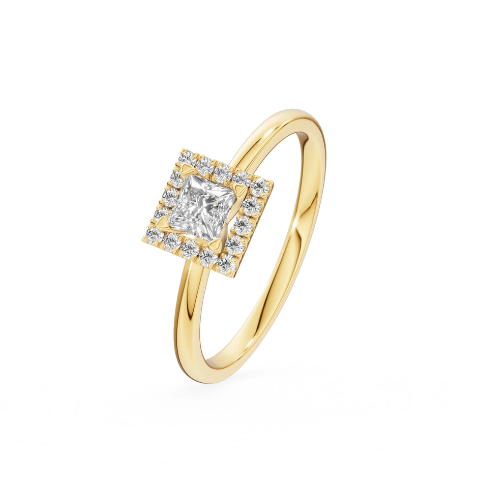 Gremari Seven Aura Verlobungsring aus Gelbgold mit 0,30 ct Labordiamant – Princess