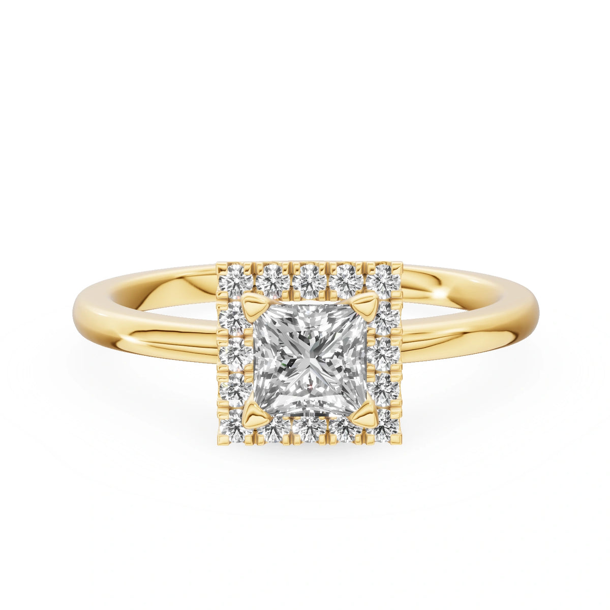 Gremari Seven Aura Verlobungsring aus Gelbgold mit 0,50 ct Labordiamant – Princess