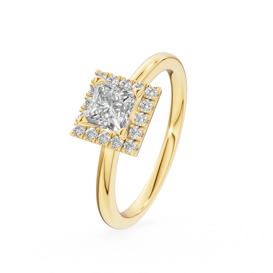 Gremari Seven Aura Verlobungsring aus Gelbgold mit 0,50 ct Labordiamant – Princess