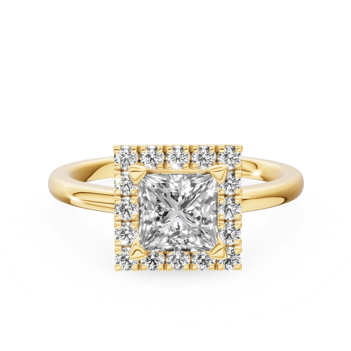Gremari Seven Aura Verlobungsring aus Gelbgold mit 1,00 ct Labordiamant – Princess