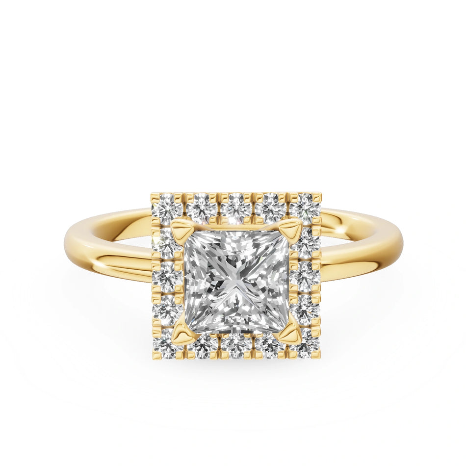 Gremari Seven Aura Verlobungsring aus Gelbgold mit 1,00 ct Labordiamant – Princess
