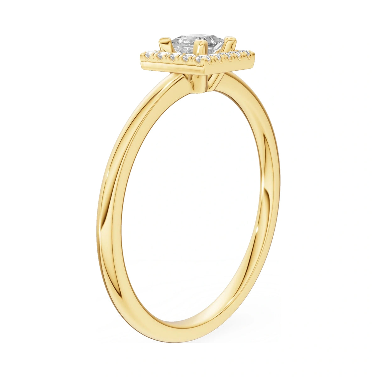 14K yellow gold GREMARI Seven Aura ring with 0.15 ct princess-cut natural diamond