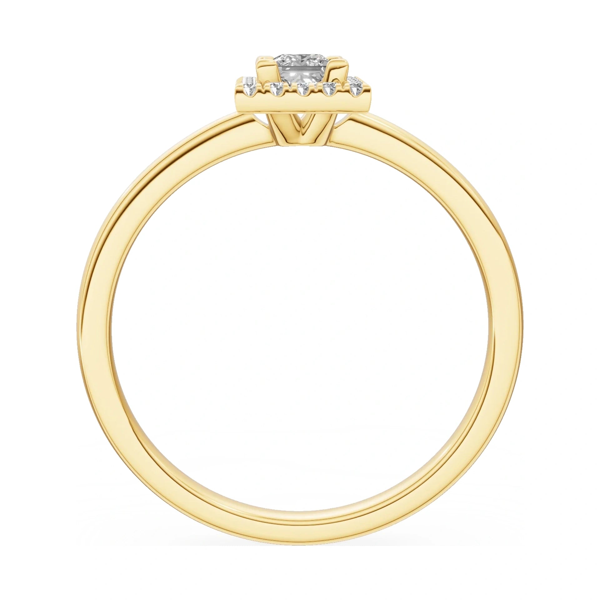 GREMARI Seven Aura princess-cut natural diamond engagement ring in 14K yellow gold, 0.15 ct