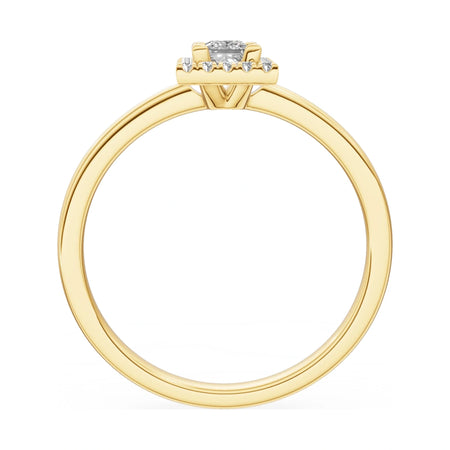 GREMARI Seven Aura princess-cut natural diamond engagement ring in 14K yellow gold, 0.15 ct