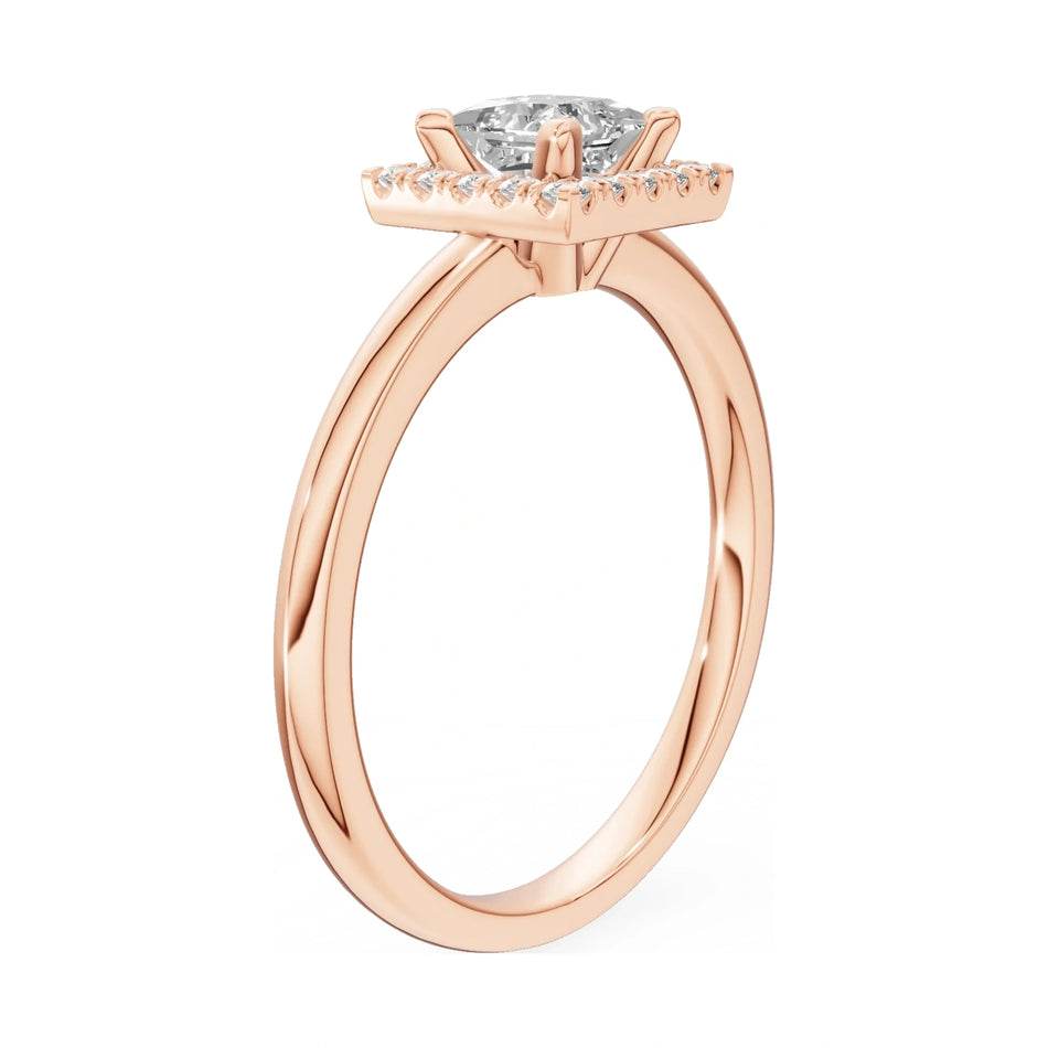 14K rose gold GREMARI Seven Aura ring with 0.50 ct princess-cut natural diamond