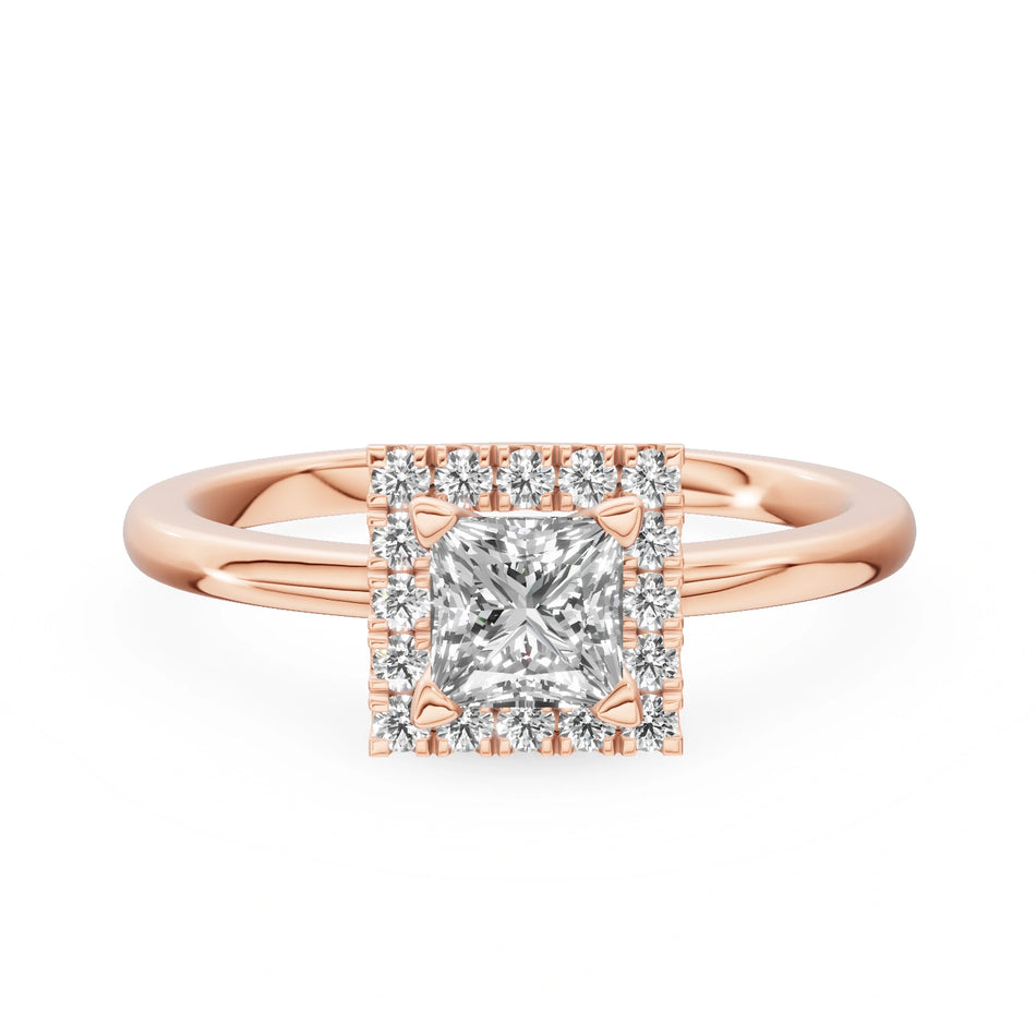 Gremari Seven Aura Verlobungsring aus Roségold mit 0,50 ct Naturdiamant – Princess
