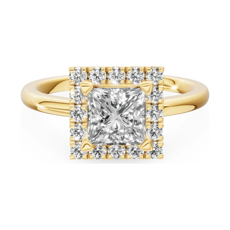 GREMARI Seven Aura 14K yellow gold engagement ring with 1.00 ct princess-cut natural diamond
