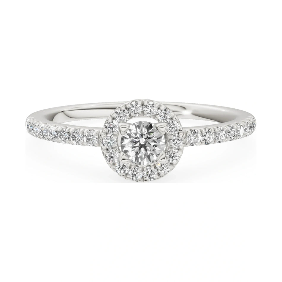 GREMARI Seven Icon 14K white gold engagement ring with 0.15 ct round-cut natural diamond