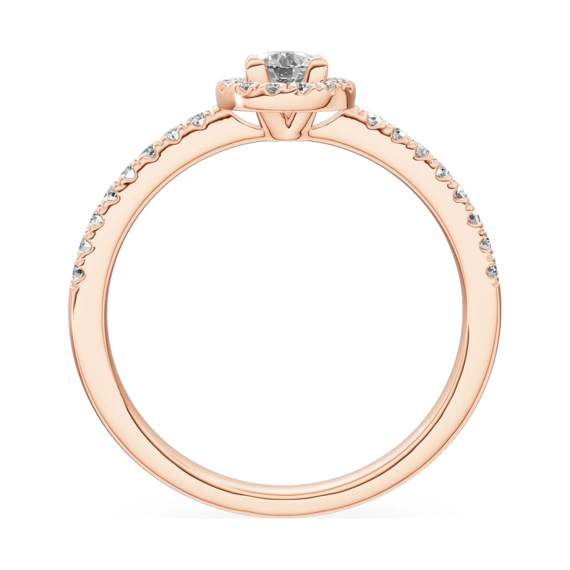 GREMARI Seven Icon round-cut natural diamond engagement ring in 14K rose gold, 0.15 ct