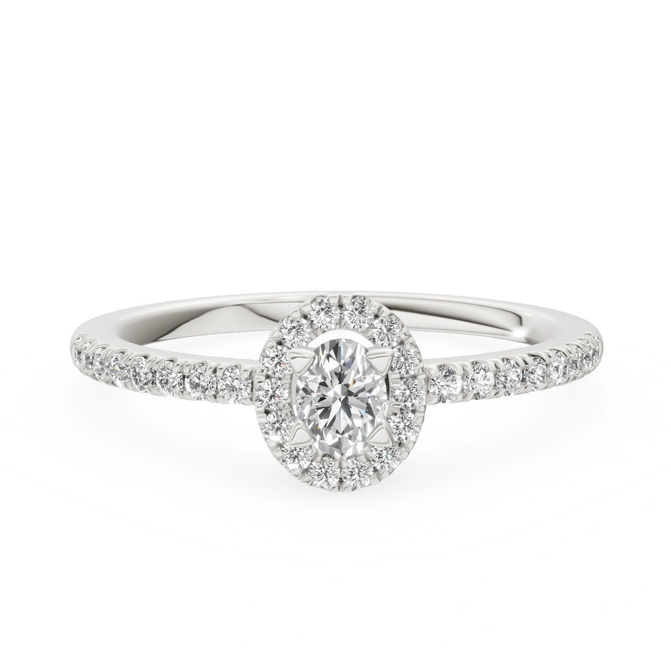 Gremari Seven Icon Verlobungsring aus Weißgold mit 0,15 ct Labordiamant – Oval