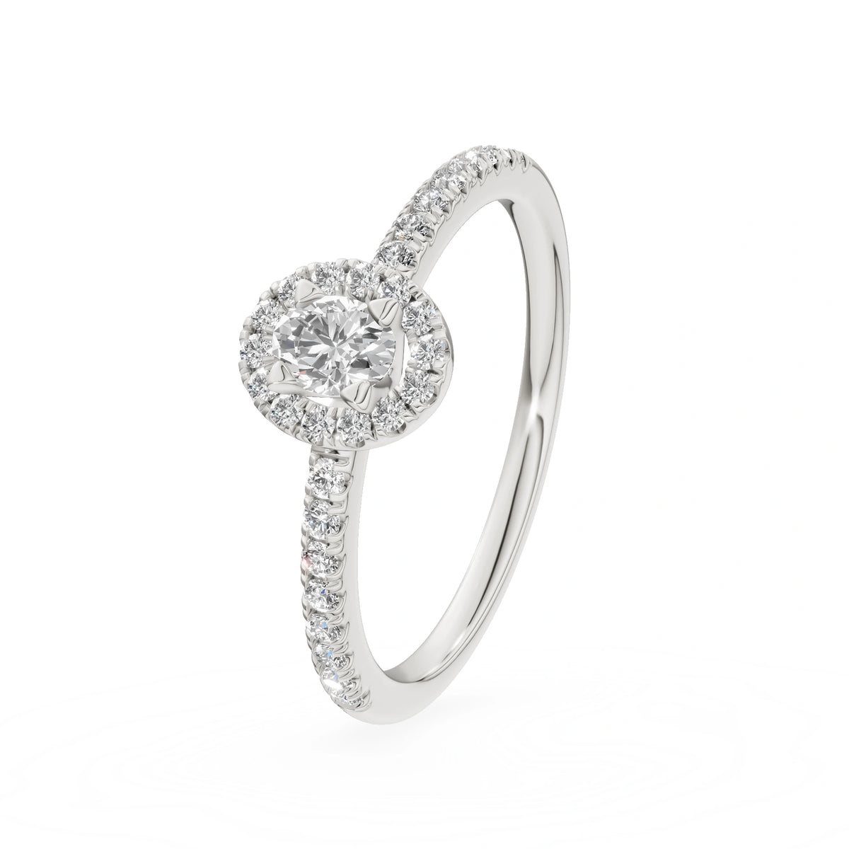 Gremari Seven Icon Verlobungsring aus Weißgold mit 0,15 ct Labordiamant – Oval