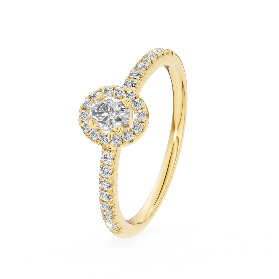 Gremari Seven Icon Verlobungsring aus Gelbgold mit 0,15 ct Labordiamant – Oval