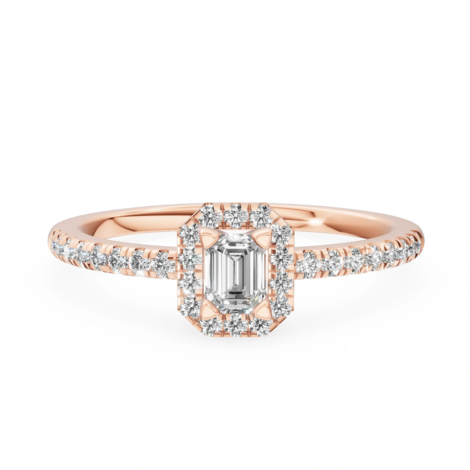 Gremari Seven Icon Verlobungsring aus Roségold mit 0,15 ct Labordiamant – Emerald