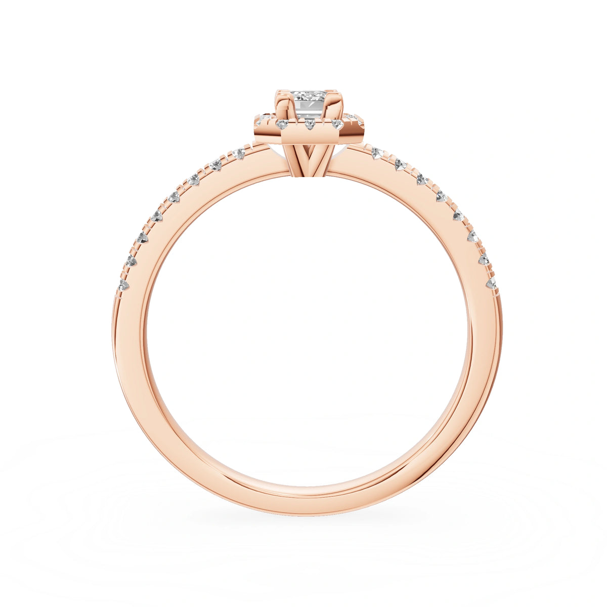 Gremari Seven Icon Verlobungsring aus Roségold mit 0,15 ct Labordiamant – Emerald