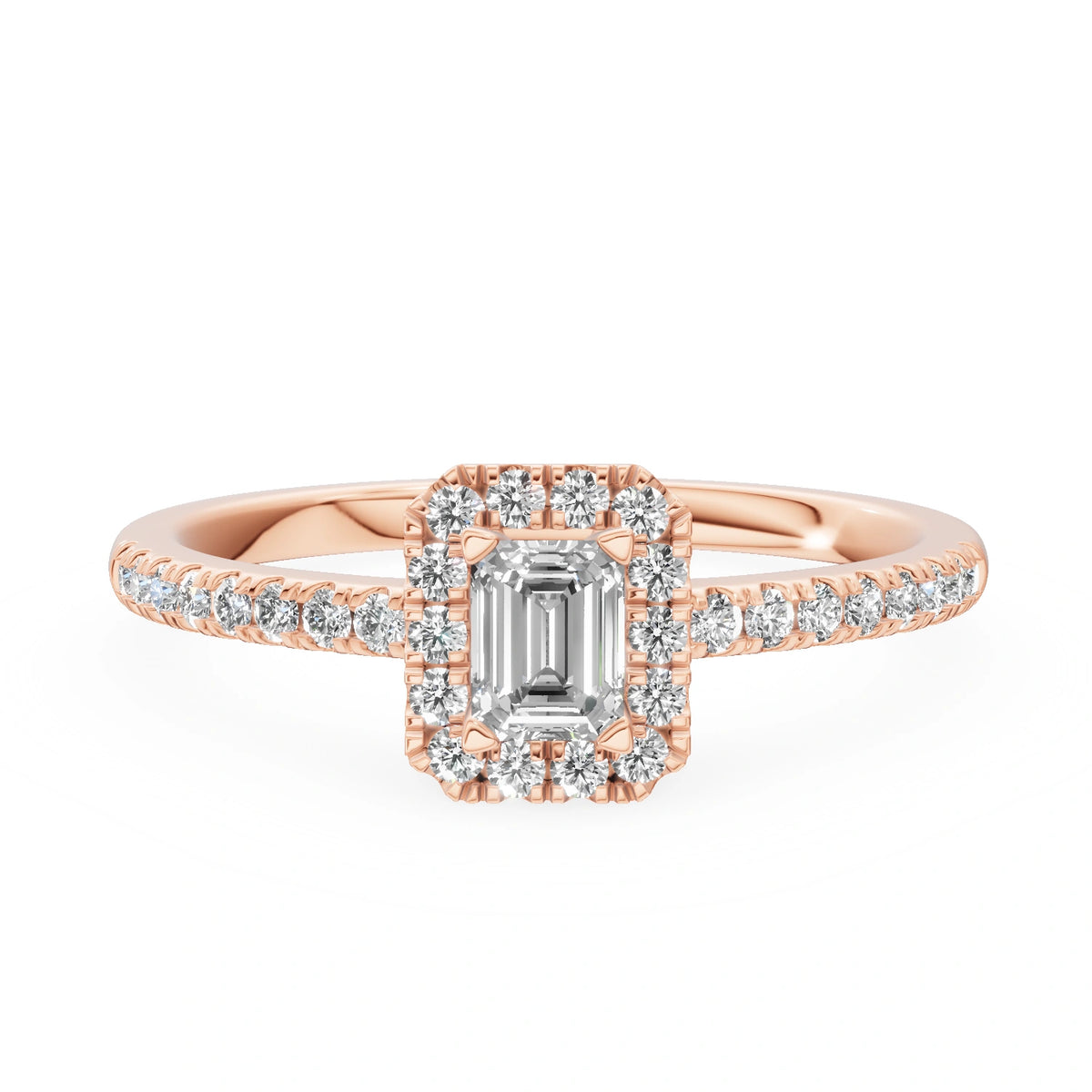 Gremari Seven Icon Verlobungsring aus Roségold mit 0,24 ct Labordiamant – Emerald