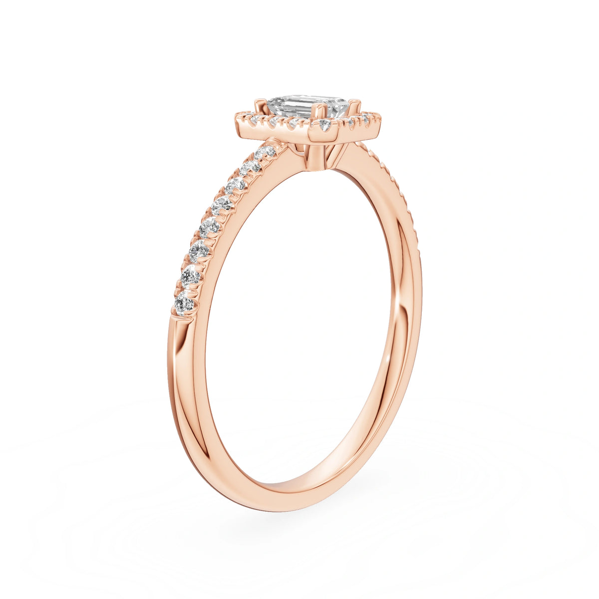 Gremari Seven Icon Verlobungsring aus Roségold mit 0,24 ct Labordiamant – Emerald