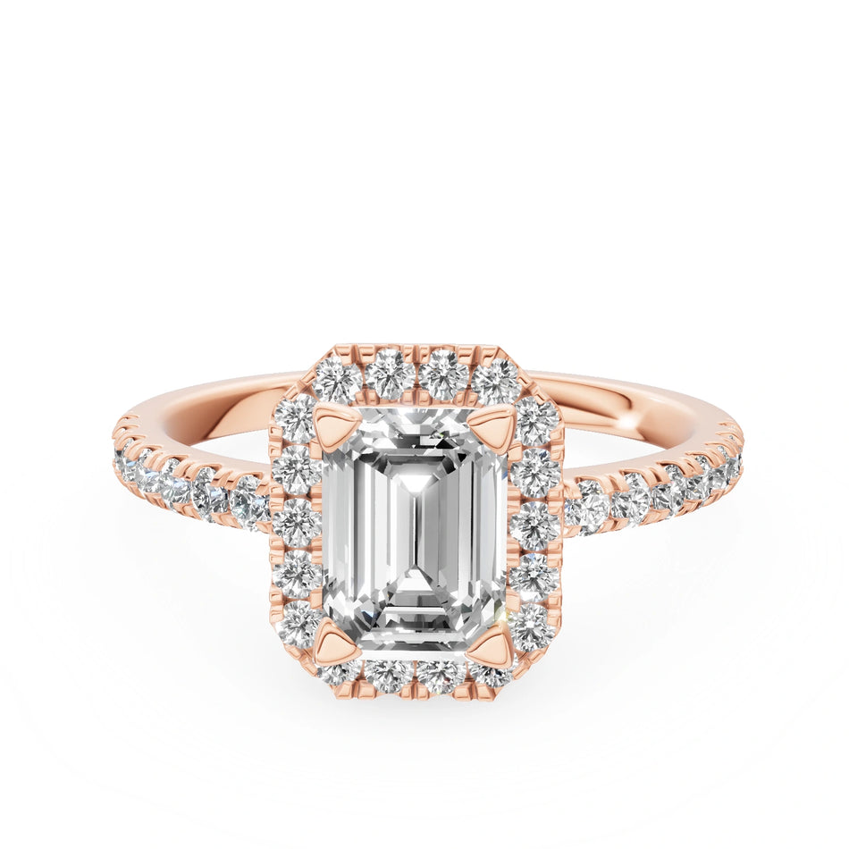 Gremari Seven Icon Verlobungsring aus Roségold mit 1,00 ct Labordiamant – Emerald