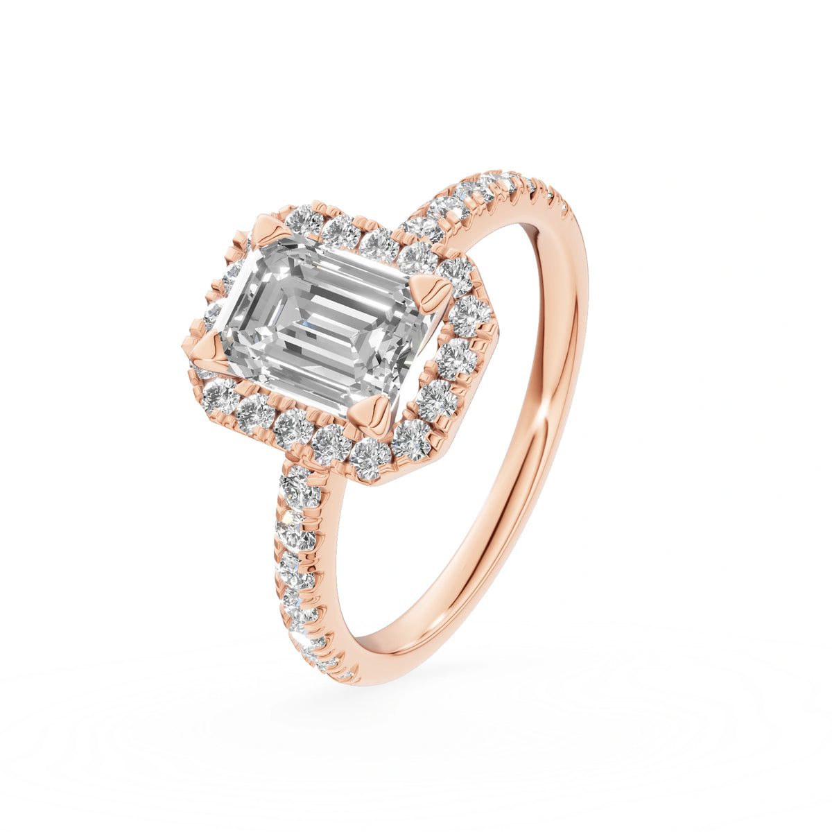 Gremari Seven Icon Verlobungsring aus Roségold mit 1,00 ct Labordiamant – Emerald