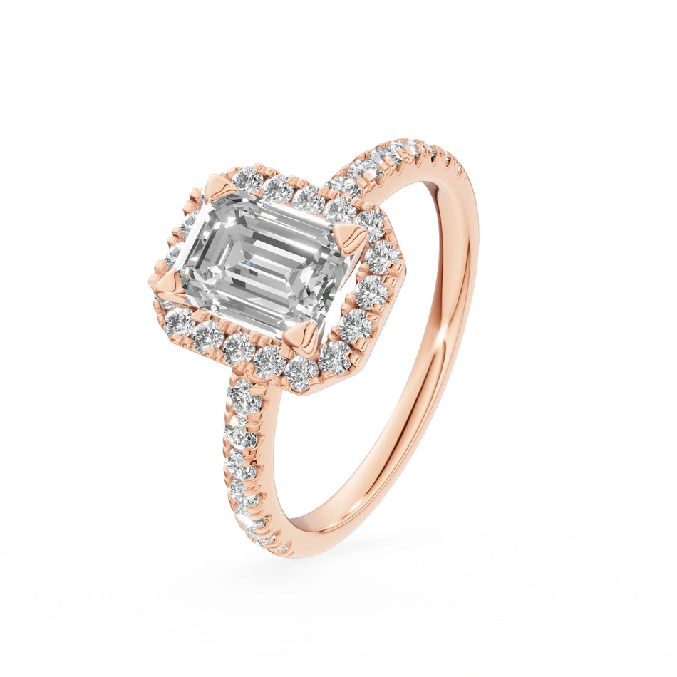 Gremari Seven Icon Verlobungsring aus Roségold mit 1,00 ct Labordiamant – Emerald