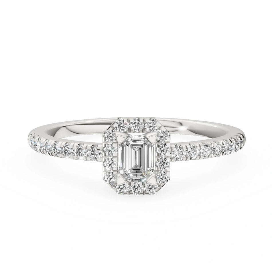 Gremari Seven Icon Verlobungsring aus Weißgold mit 0,15 ct Labordiamant – Emerald