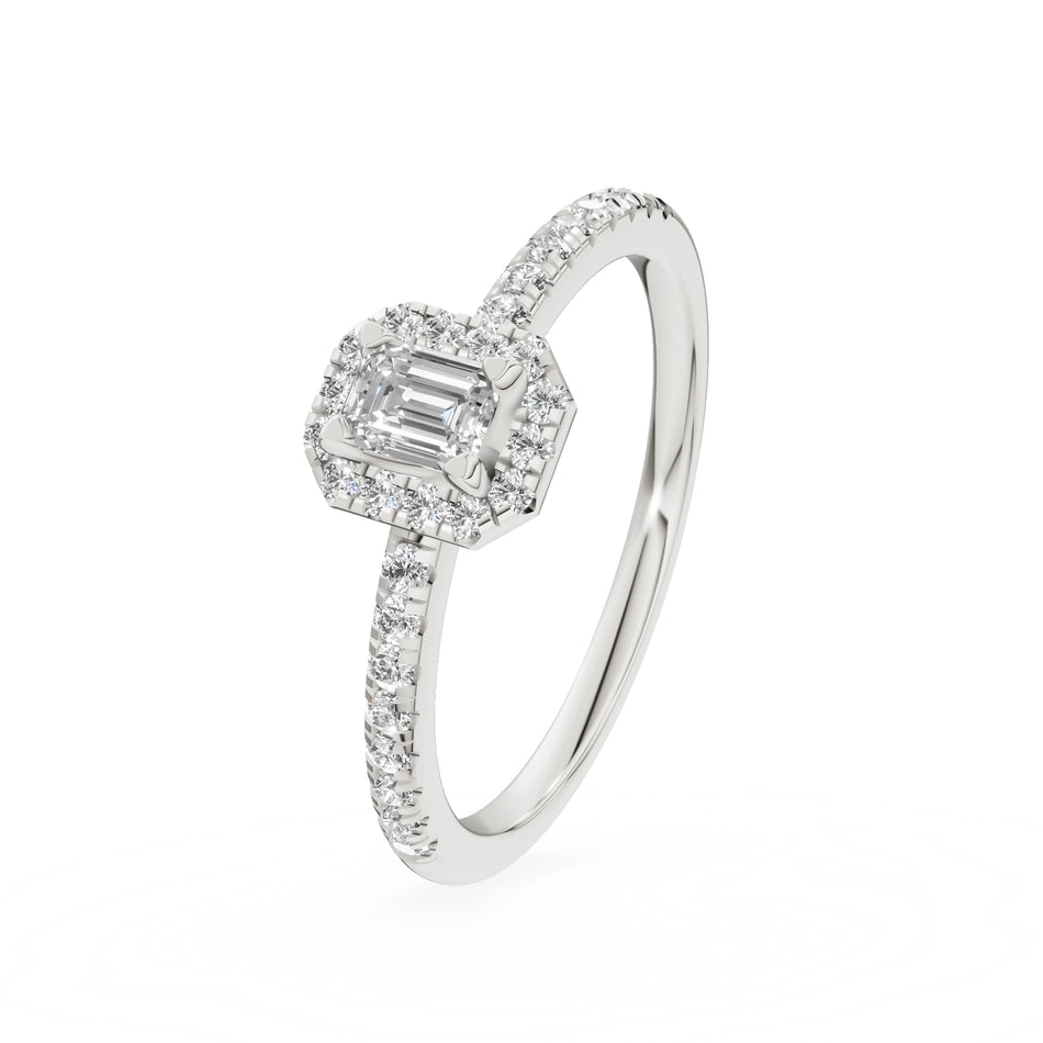 Gremari Seven Icon Verlobungsring aus Weißgold mit 0,15 ct Labordiamant – Emerald