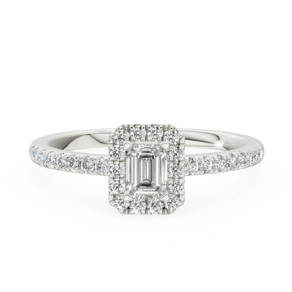 Gremari Seven Icon Verlobungsring aus Weißgold mit 0,24 ct Labordiamant – Emerald