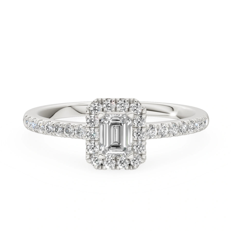 Gremari Seven Icon Verlobungsring aus Weißgold mit 0,24 ct Labordiamant – Emerald
