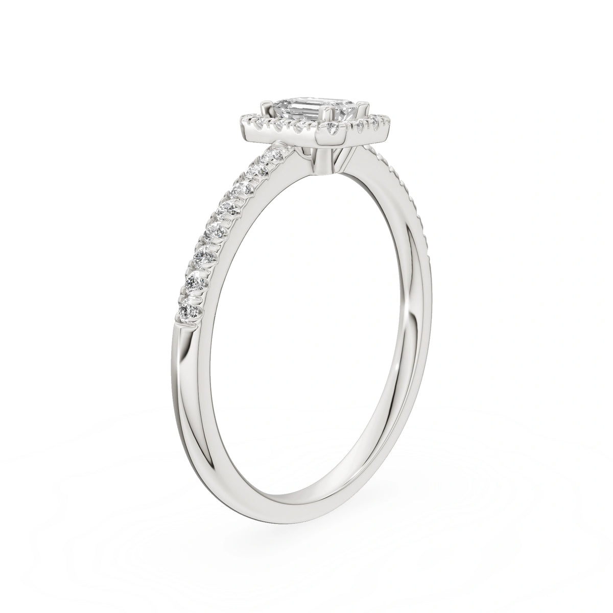 Gremari Seven Icon Verlobungsring aus Weißgold mit 0,24 ct Labordiamant – Emerald
