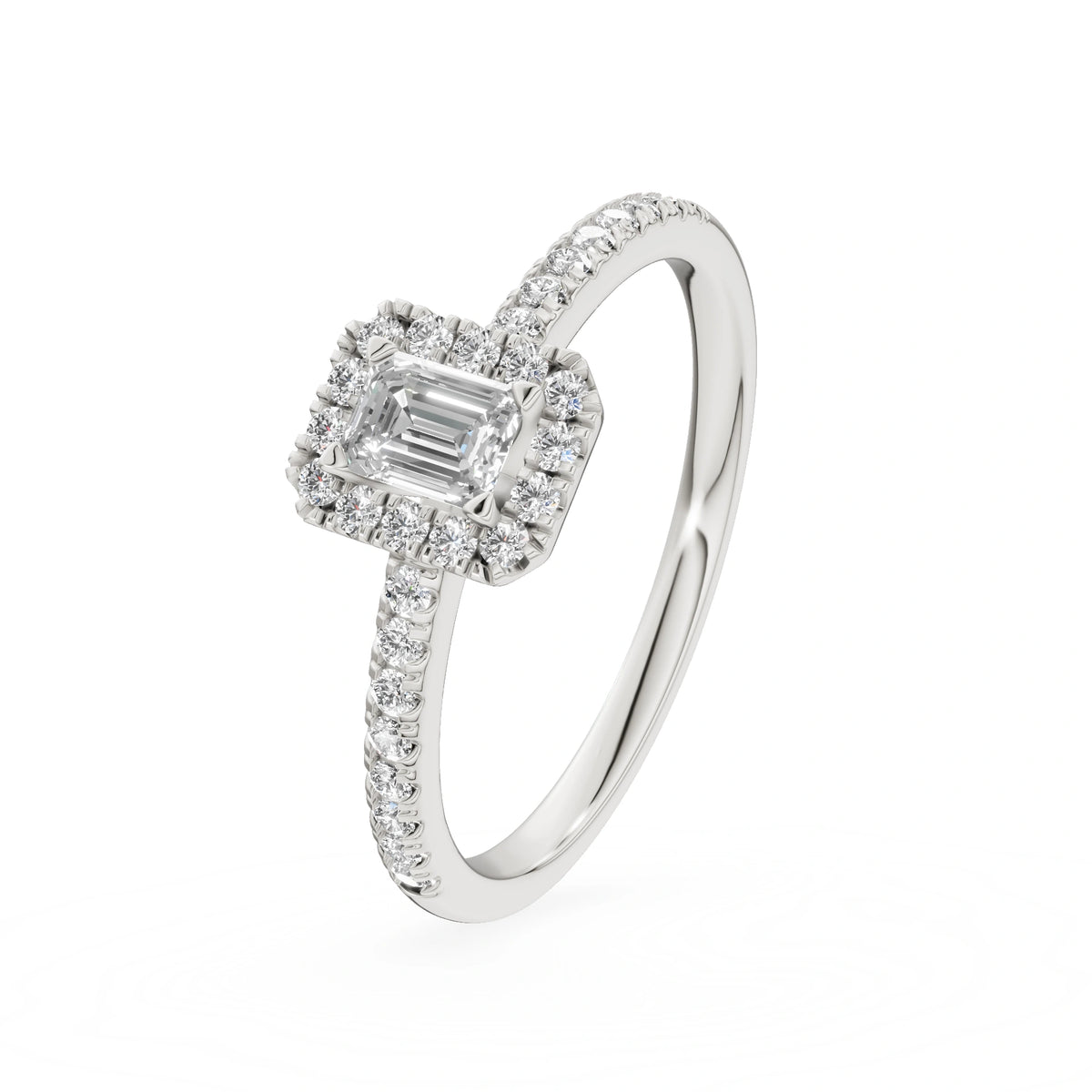 Gremari Seven Icon Verlobungsring aus Weißgold mit 0,24 ct Labordiamant – Emerald
