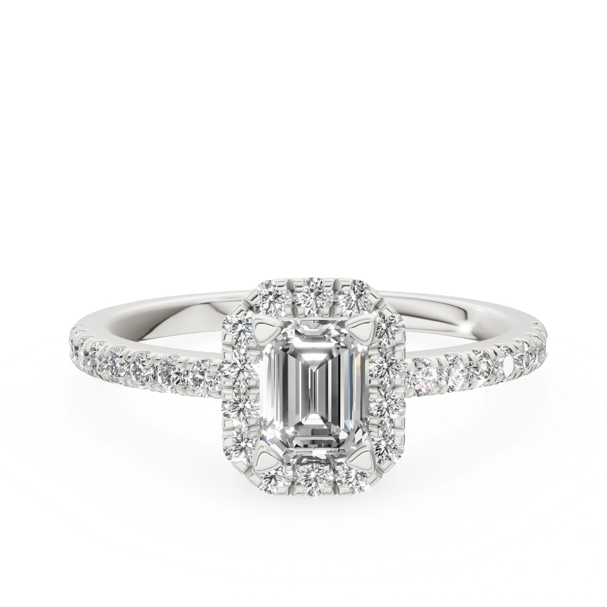 Gremari Seven Icon Verlobungsring aus Weißgold mit 0,50 ct Labordiamant – Emerald