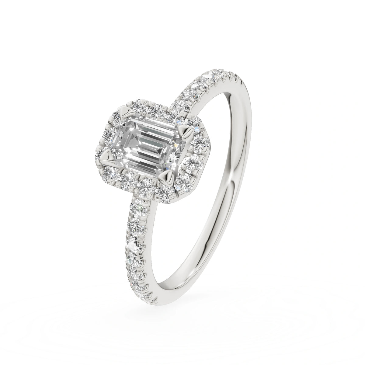 Gremari Seven Icon Verlobungsring aus Weißgold mit 0,50 ct Labordiamant – Emerald
