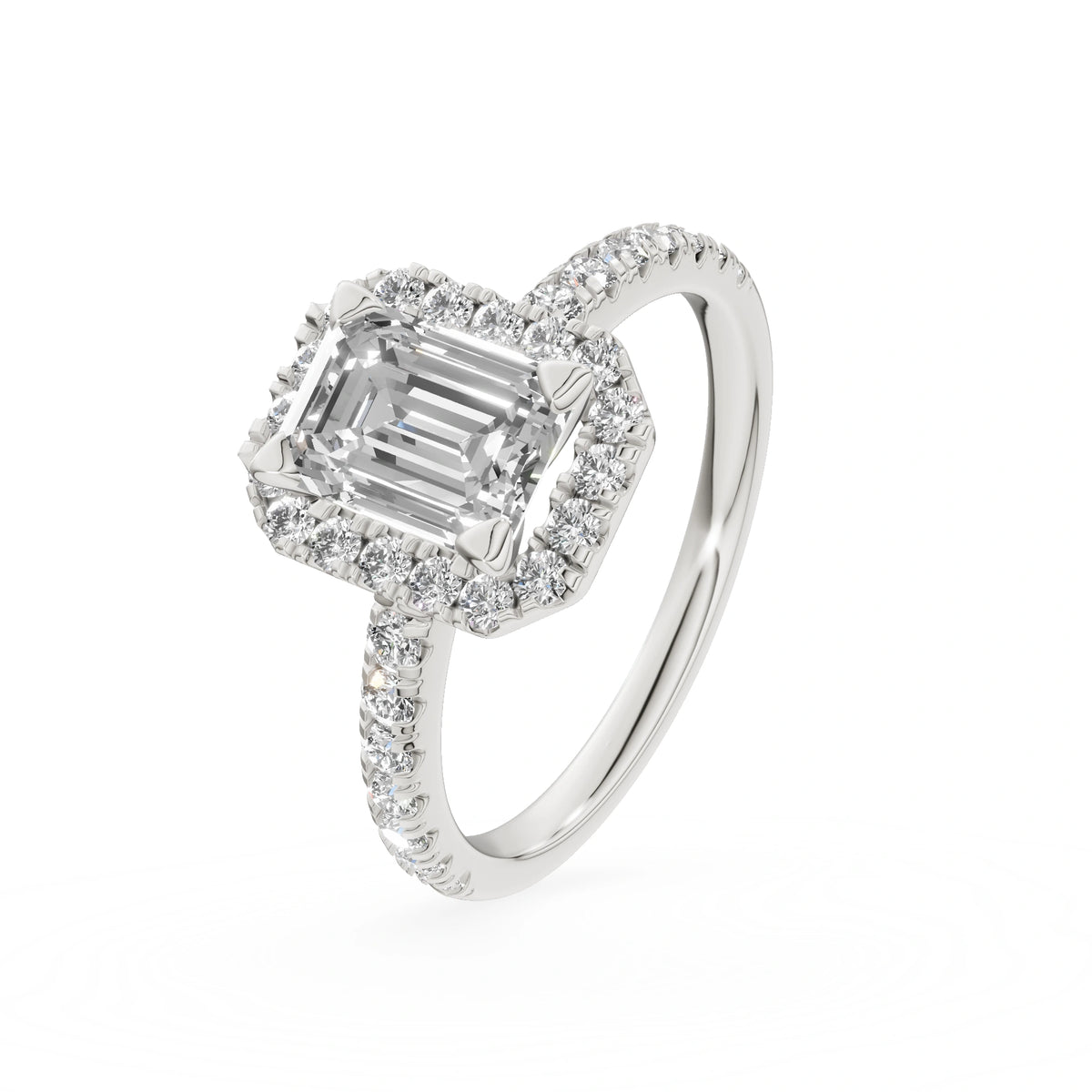 Gremari Seven Icon Verlobungsring aus Weißgold mit 1,00 ct Labordiamant – Emerald