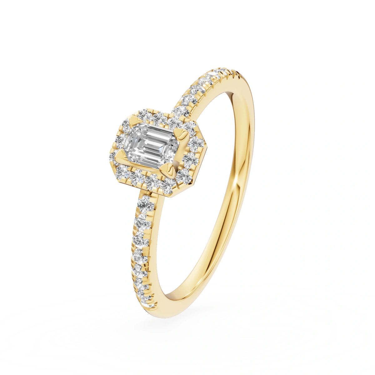 Gremari Seven Icon Verlobungsring aus Gelbgold mit 0,15 ct Labordiamant – Emerald