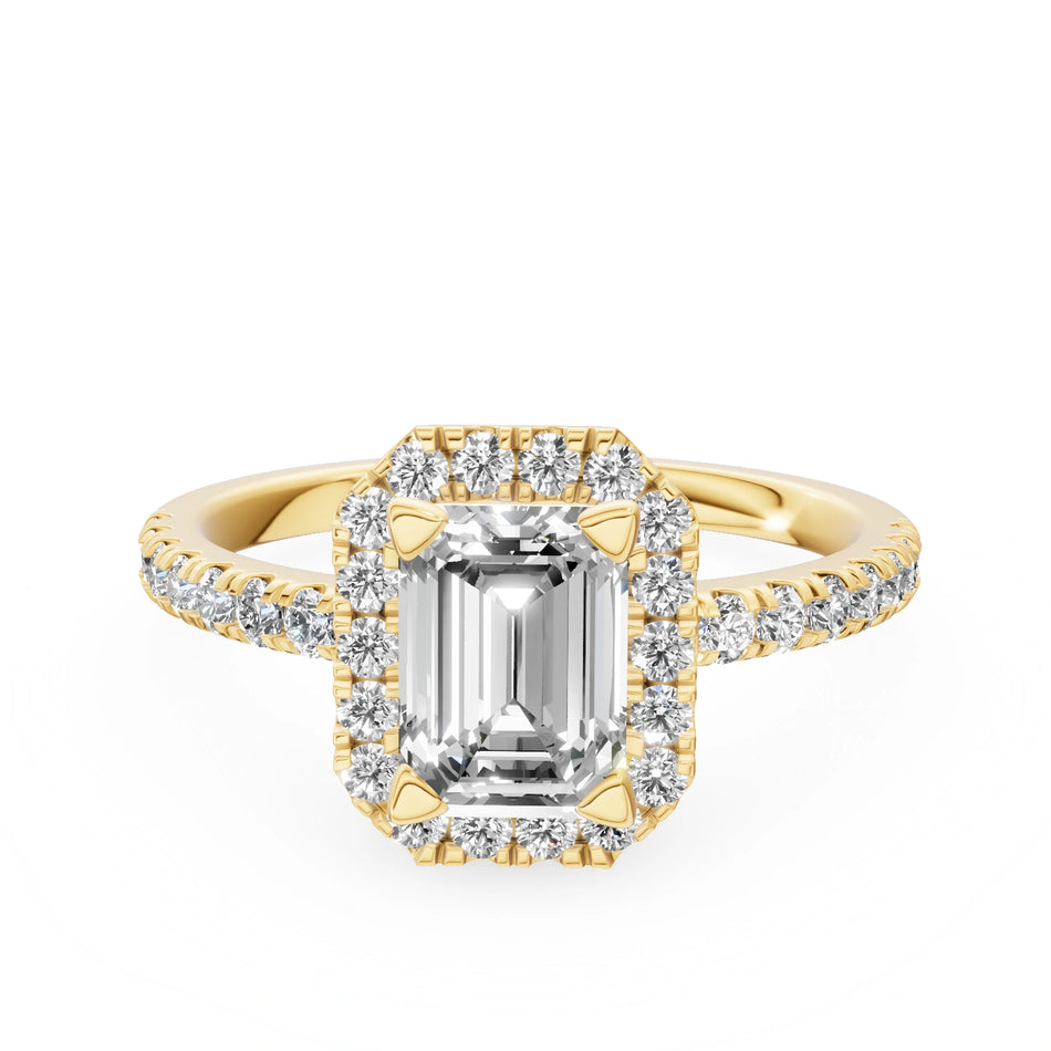 Gremari Seven Icon Verlobungsring aus Gelbgold mit 1,00 ct Labordiamant – Emerald