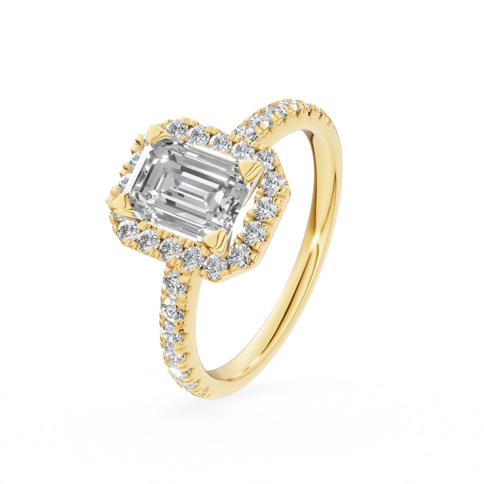 Gremari Seven Icon Verlobungsring aus Gelbgold mit 1,00 ct Labordiamant – Emerald