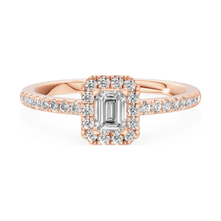 GREMARI Seven Icon 14K rose gold engagement ring with 0.24 ct emerald-cut natural diamond