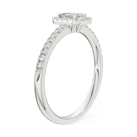 14K white gold GREMARI Seven Icon ring with 0.24 ct emerald-cut natural diamond