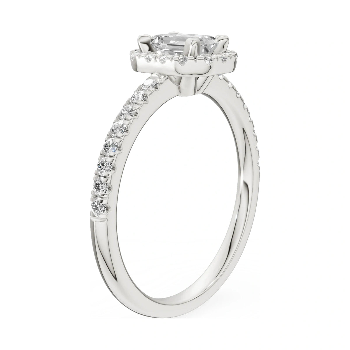14K white gold GREMARI Seven Icon ring with 0.50 ct emerald-cut natural diamond