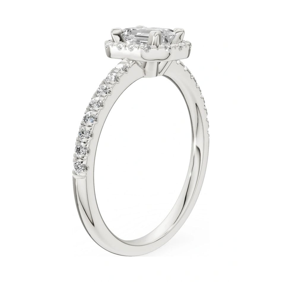 14K white gold GREMARI Seven Icon ring with 0.50 ct emerald-cut natural diamond
