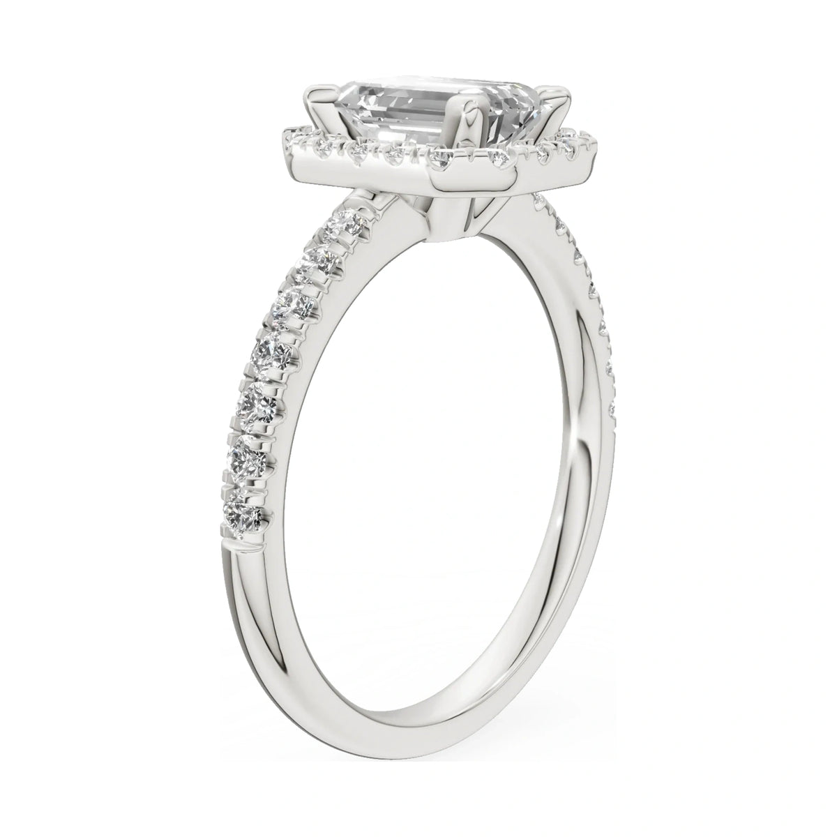 14K white gold GREMARI Seven Icon ring with 1.00 ct emerald-cut natural diamond