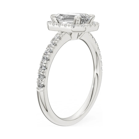 14K white gold GREMARI Seven Icon ring with 1.00 ct emerald-cut natural diamond