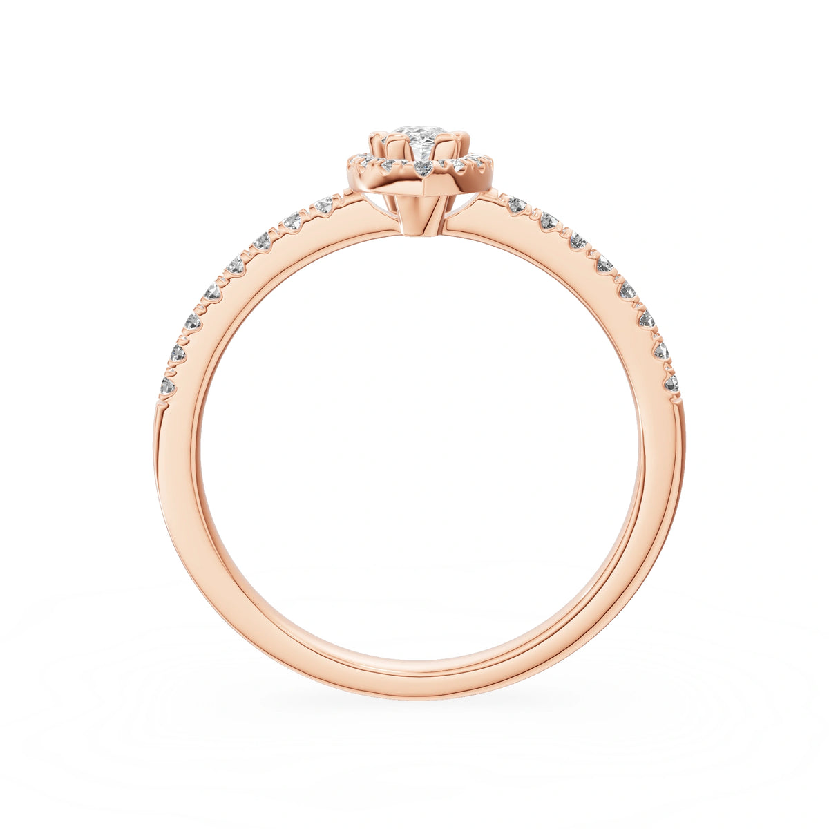 Gremari Seven Icon Verlobungsring aus Roségold mit 0,15 ct Labordiamant – Pear
