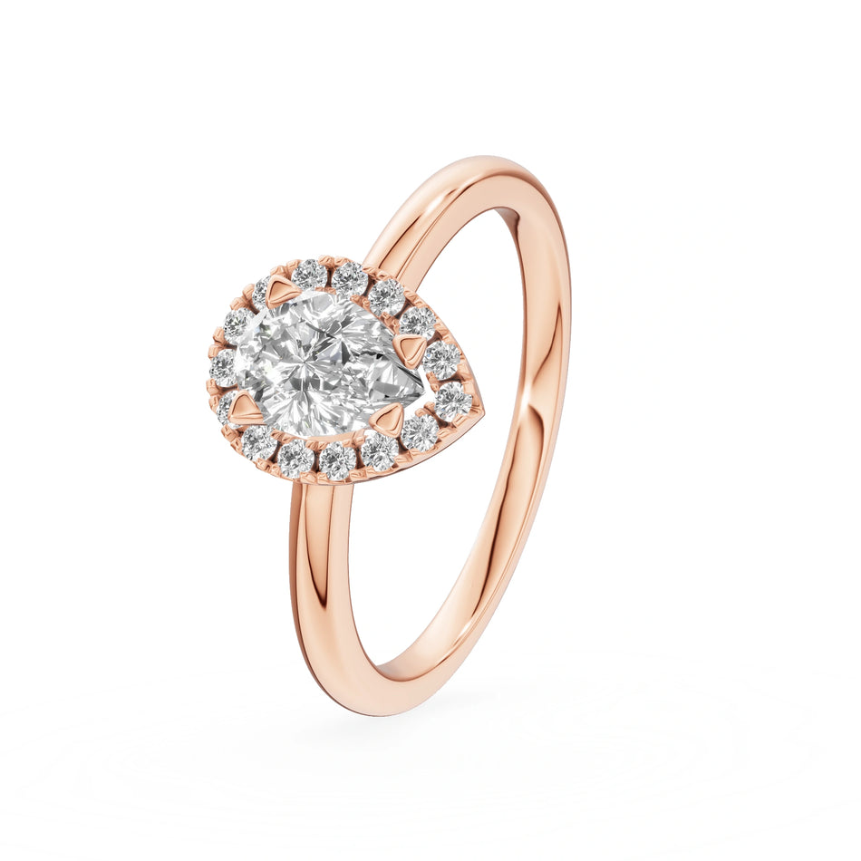 Gremari Seven Icon Verlobungsring aus Roségold mit 0,15 ct Labordiamant – Pear