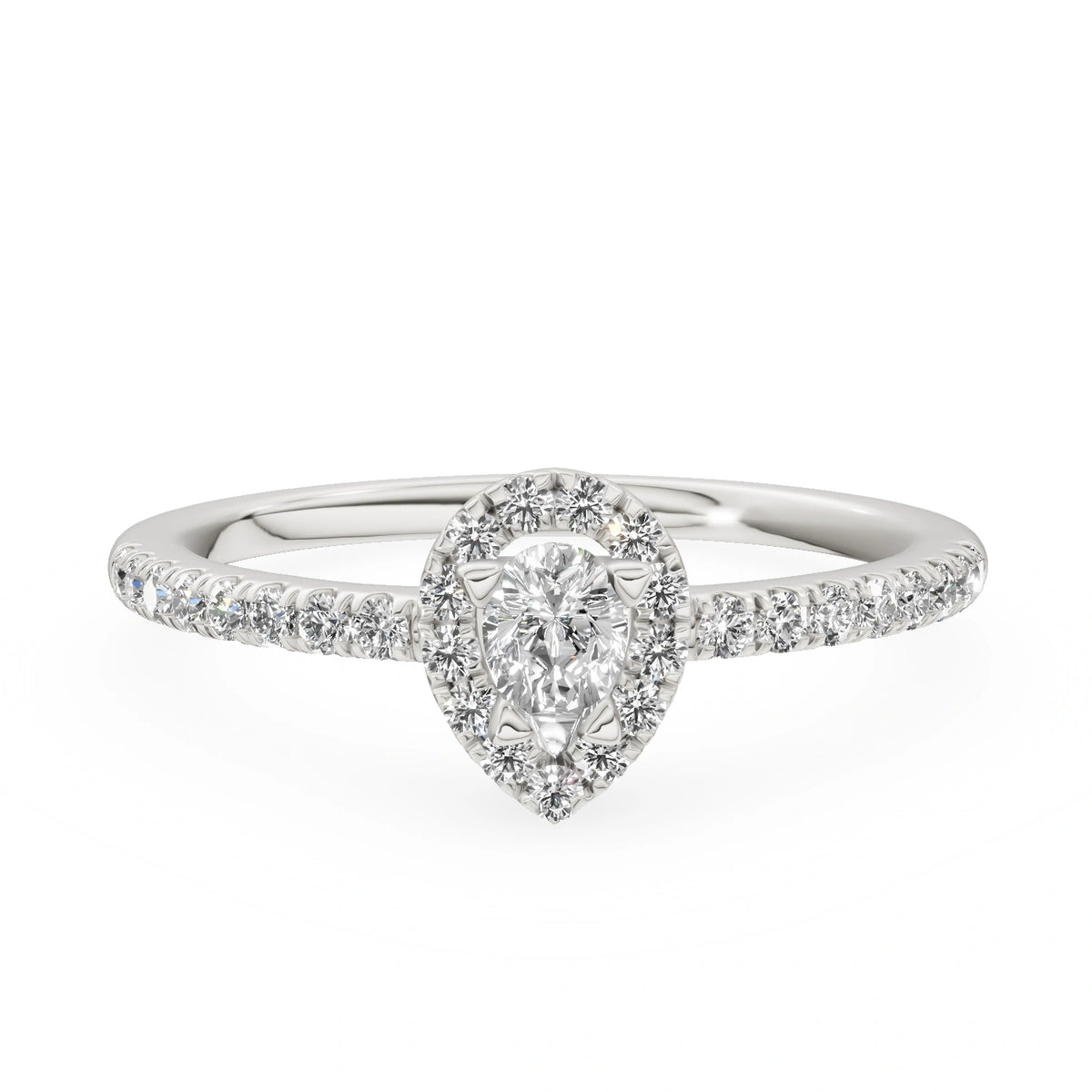 Gremari Seven Icon Verlobungsring aus Weißgold mit 0,15 ct Labordiamant – Pear