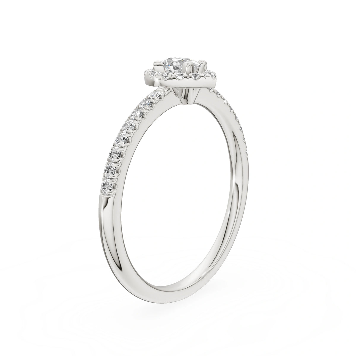 Gremari Seven Icon Verlobungsring aus Weißgold mit 0,15 ct Labordiamant – Pear