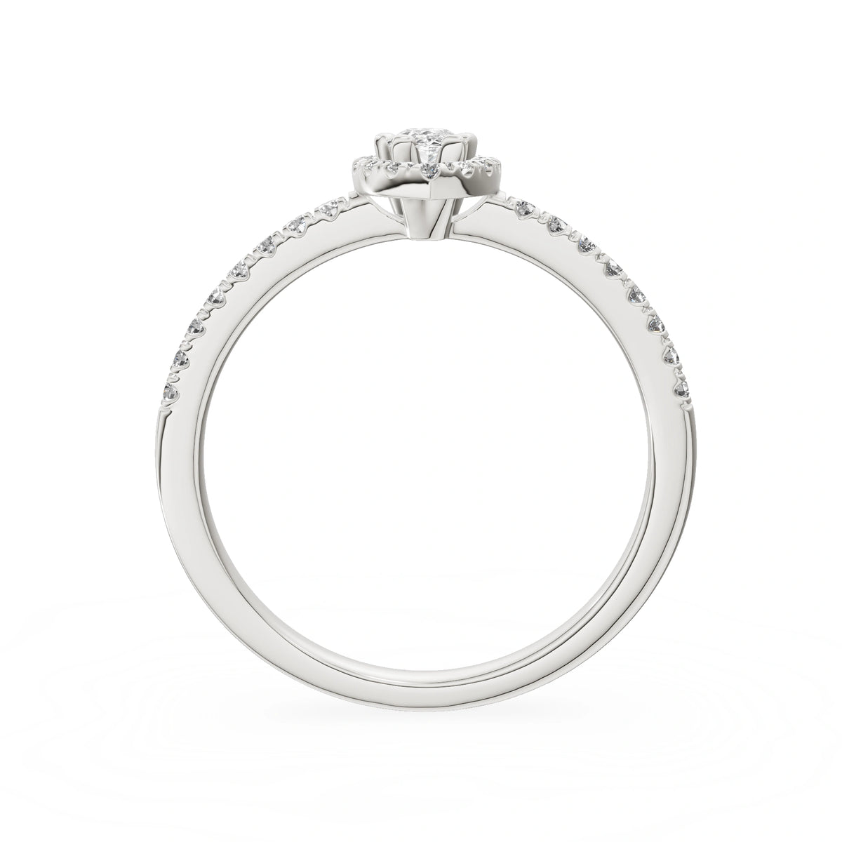 Gremari Seven Icon Verlobungsring aus Weißgold mit 0,15 ct Labordiamant – Pear